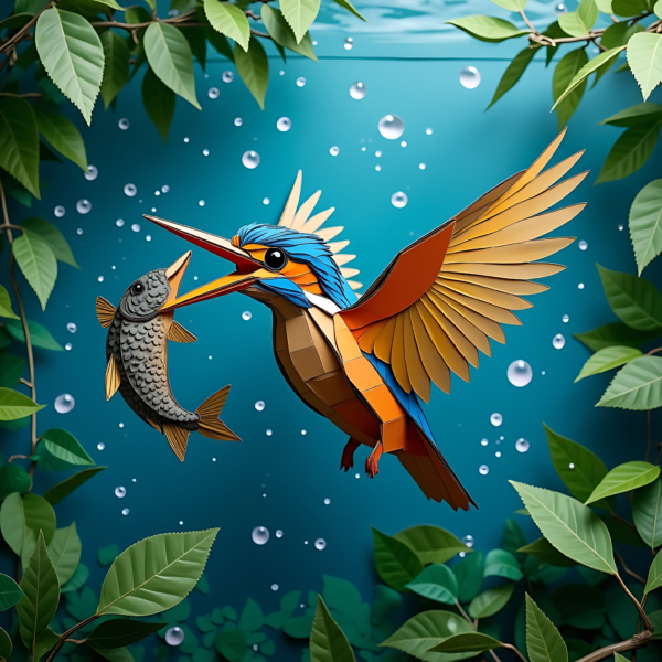 Papercraft Kingfisher