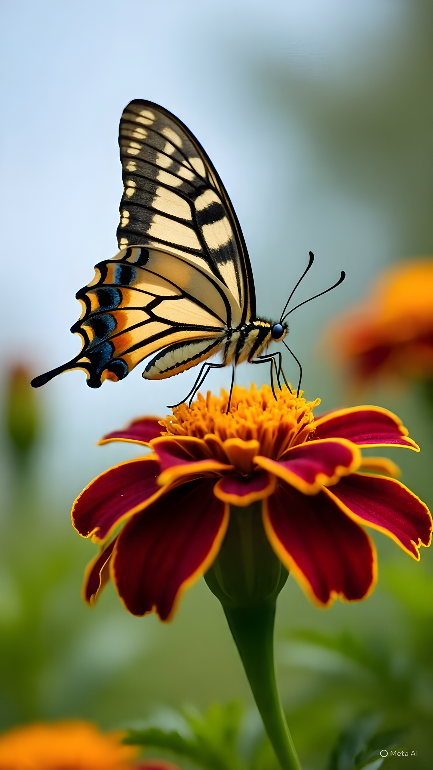 Yellow Butterfly on Marigold Flower