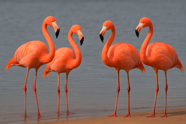 Four Pink Flamingos