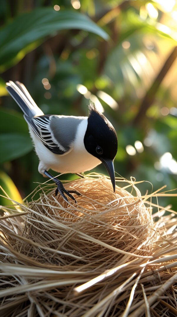 Bulbul on nest scaled