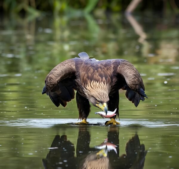 Eagle catching fish