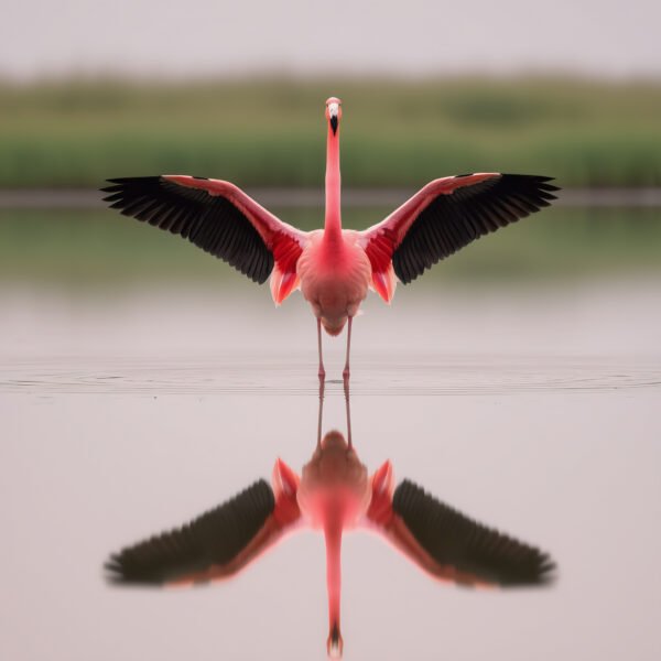 Flamingo reflection water